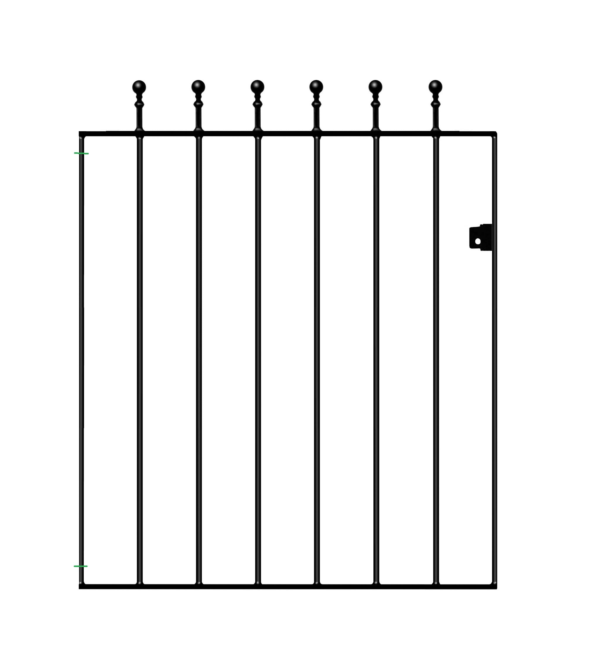 Black Manor Ball Top Metal Garden Gate Galvanised Wrought Iron Pedestrian Swing Gates (762Mm Gap X 915Mm High Mazp05/1)