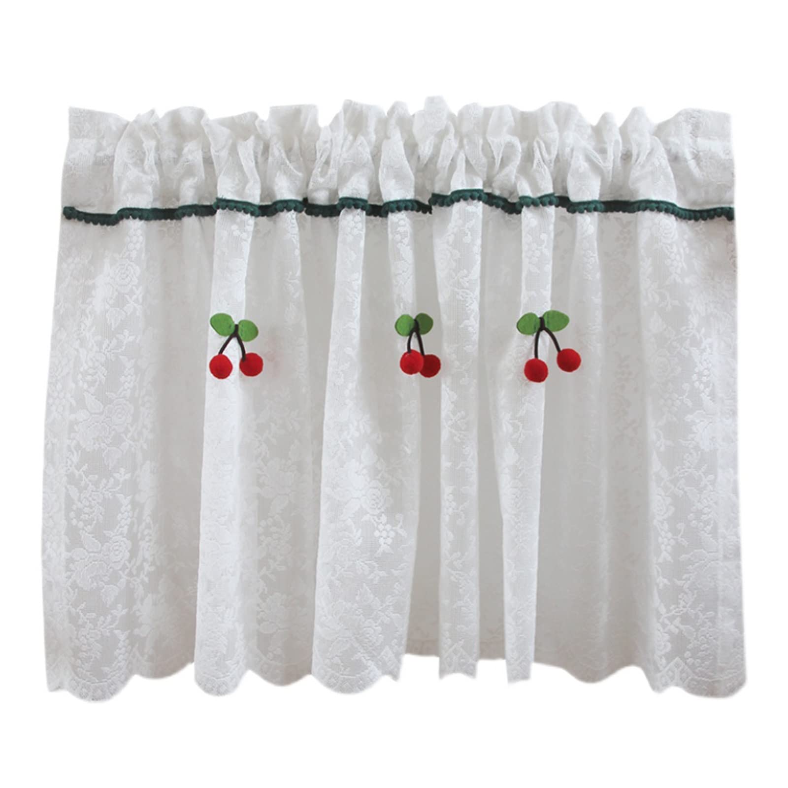 Cortinas semitransparentes bordadas y cenefas para ventanas de porche