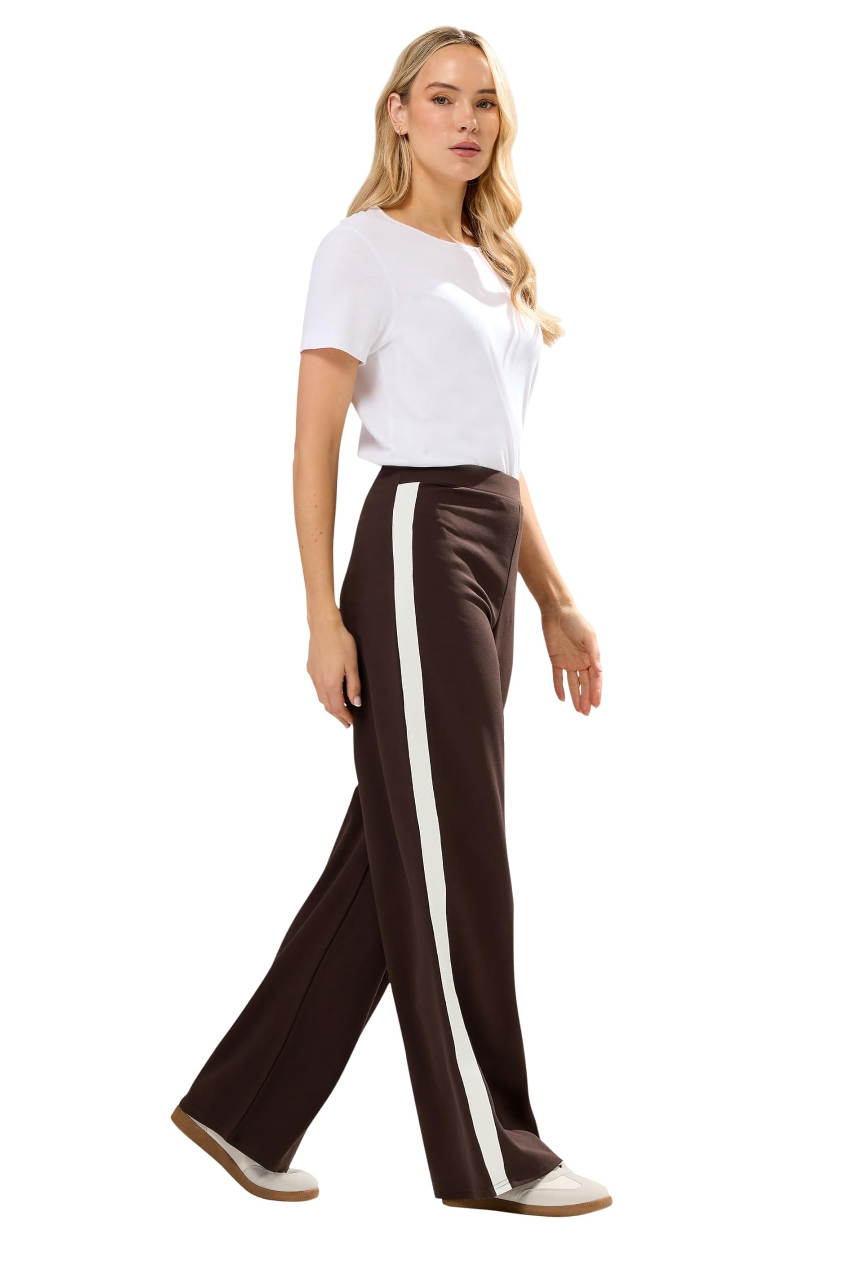 Long Tall Sally - LTS Tall Stripe Wide Leg Trousers - Women's Brown