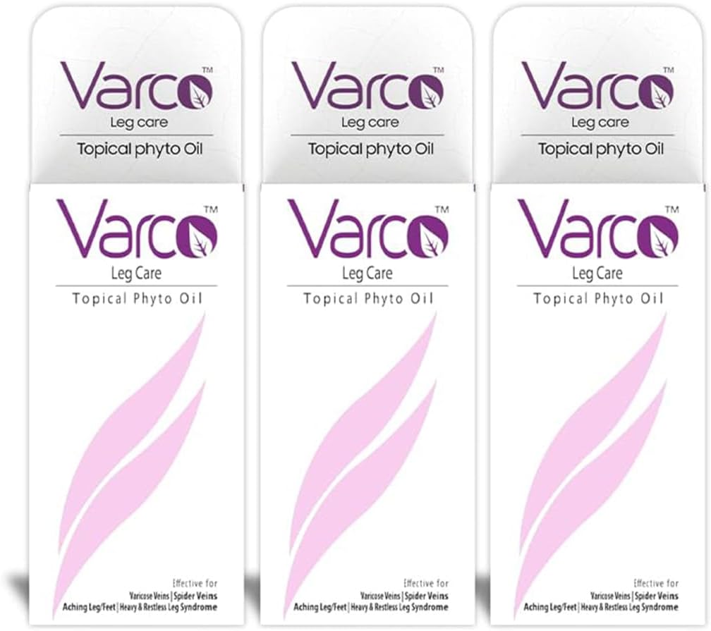 Varco Leg Care Topical Phyto Oil For Management Of Varicose Veins, Spider Veins, Leg Pain| Deep Penetrating Formula Helps Reach the Root Cause of Varicose veins| Reduces Cramps & Swelling- 3Pc(60x3ml)