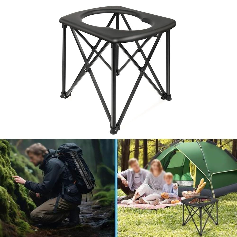Inodoro plegable portátil para camping, orinal de viaje de aleación de aluminio ultraligero para senderismo, pesca, RV, resistente carga de 350 libras, olla de configuración rápida con