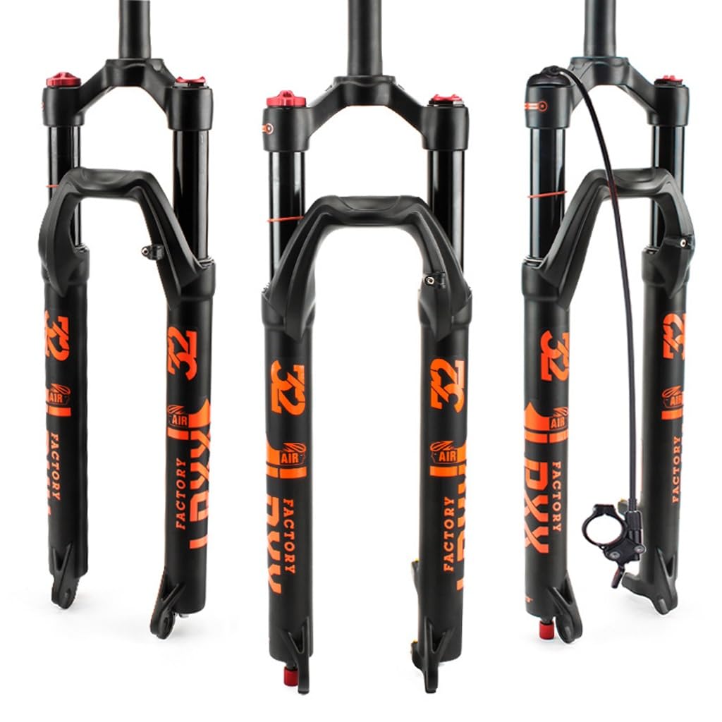 Fourche Avant de VTT 27,5/29 Pouces, en Alliage d'aluminium ultraléger, Tube Droit 1-1/8", Verrouillage à épaulement, débattement 100 mm (Couleur : Tube Conique B, Taille en Pouces