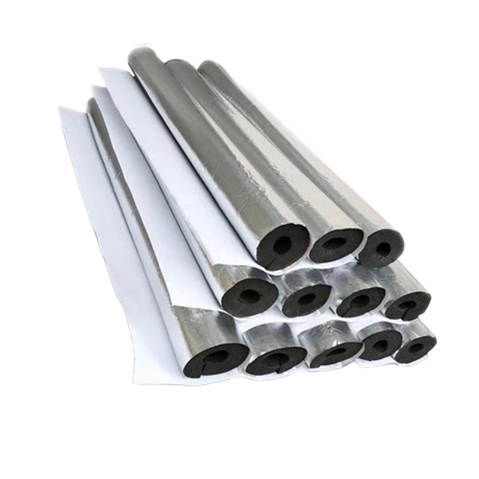 Tubo Aislante 12 Piezas, Envoltura Aislante para Tuberías de Agua, Tubo Aislante de Papel de Aluminio Retardante de Llama/aislamiento Térmico/anticongelante, Espesor 30 mm, Longitud 40 cm(110.0mm/4.33