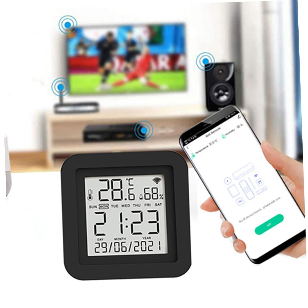 Misuratore di Umidità Digitale per Uso Domestico Igrometro Elettrico Multiuso Display Ampio Termometro USB per Case Uffici Ambienti Coltivati Moderni Laboratori e Altri Luoghi