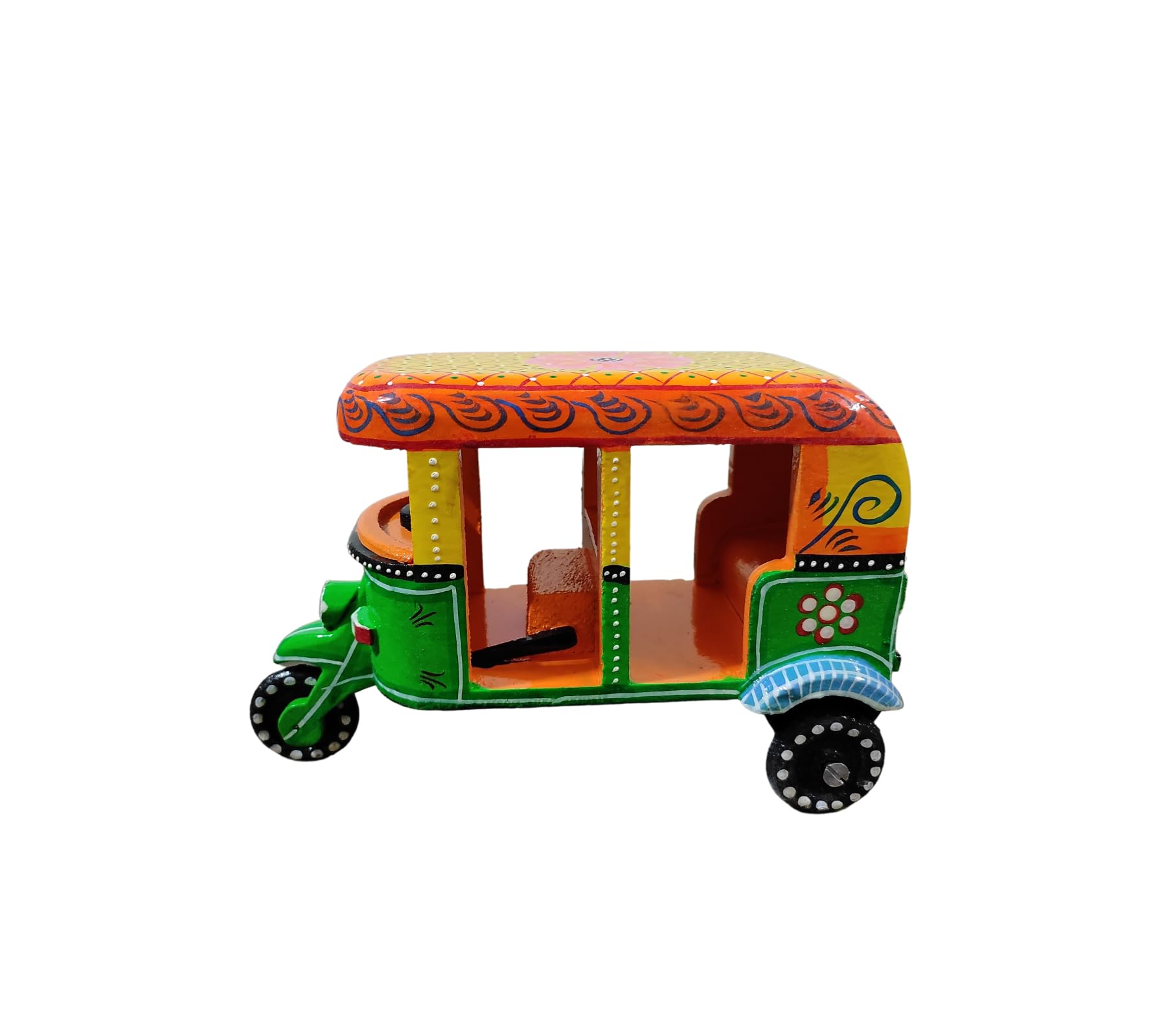 - BoBo Handcrafted Push and Pull Wooden Auto Rickshaw Showpiece, Traditional Indian Design, Ideal for Collection, Gifting and Imaginative Play