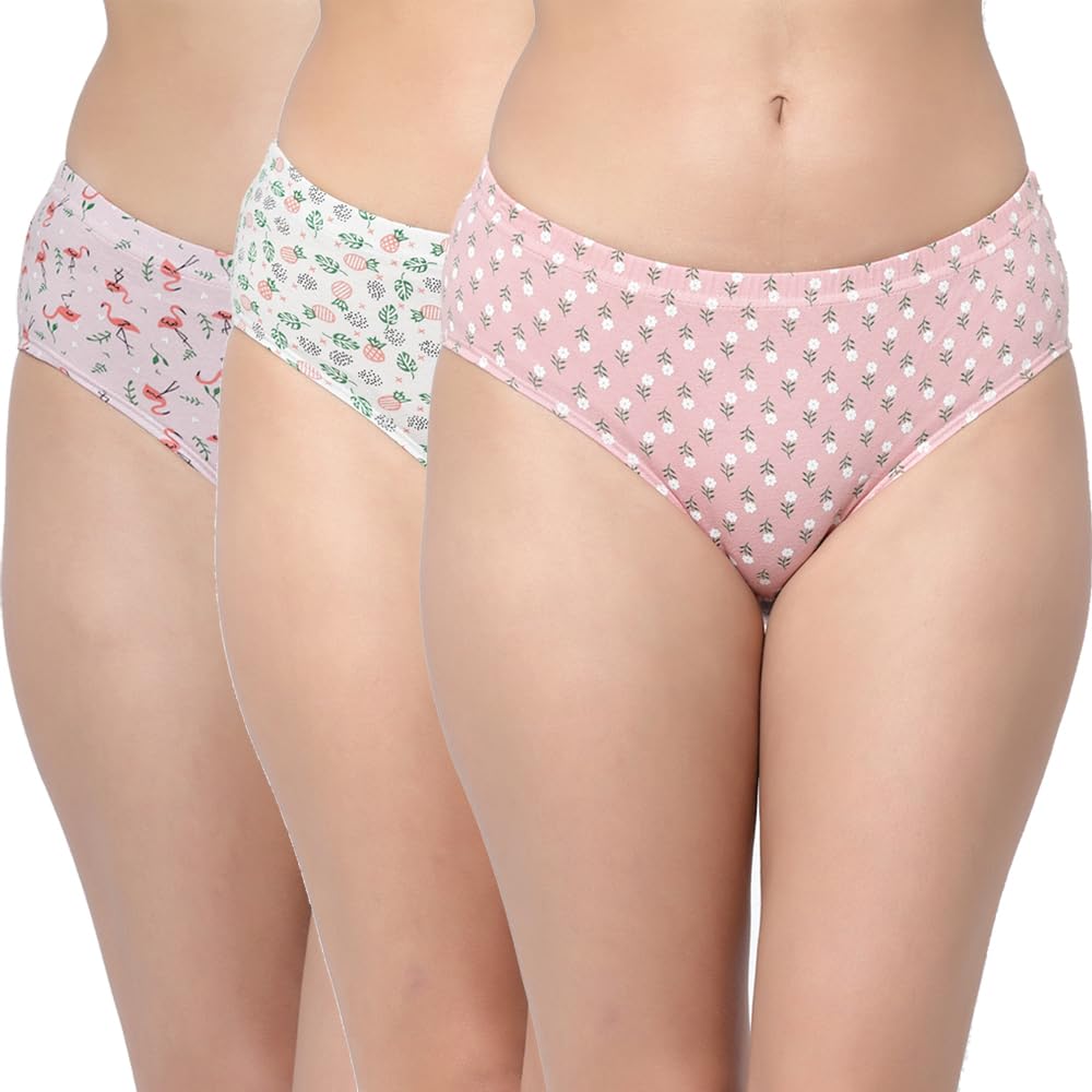 floret Women's Cotton Hipster Floral Printed Panties Assorted Briefs with Elastic Inner Wear (Combo Set of 3) 9516-picture-46