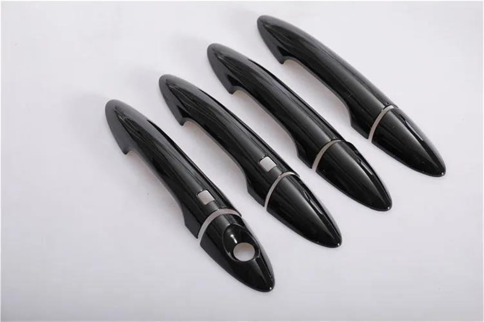 JTWMTY Car Glossy Black Accessories Outer Door Handle Cover Exterior Stickers for Kia for Rio 3 K2 2011 2012-2016(Black 2 Buttons)
