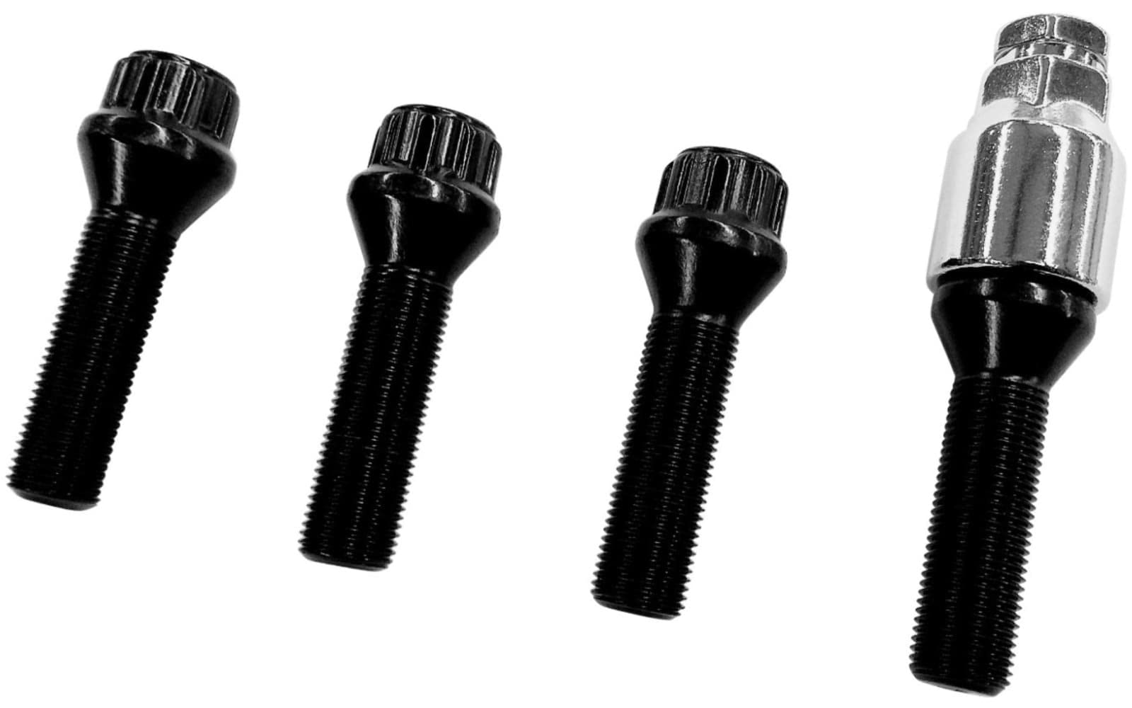 Blokada do felg M14 x 1,5 x 40 mm, taśma stożkowa 60°, 4 czarne zamki do felg, zestaw 4 sztuk, zabezpieczenie felg, zabezpieczenie przed kradzieżą, zabezpieczenie kół, śruby kół