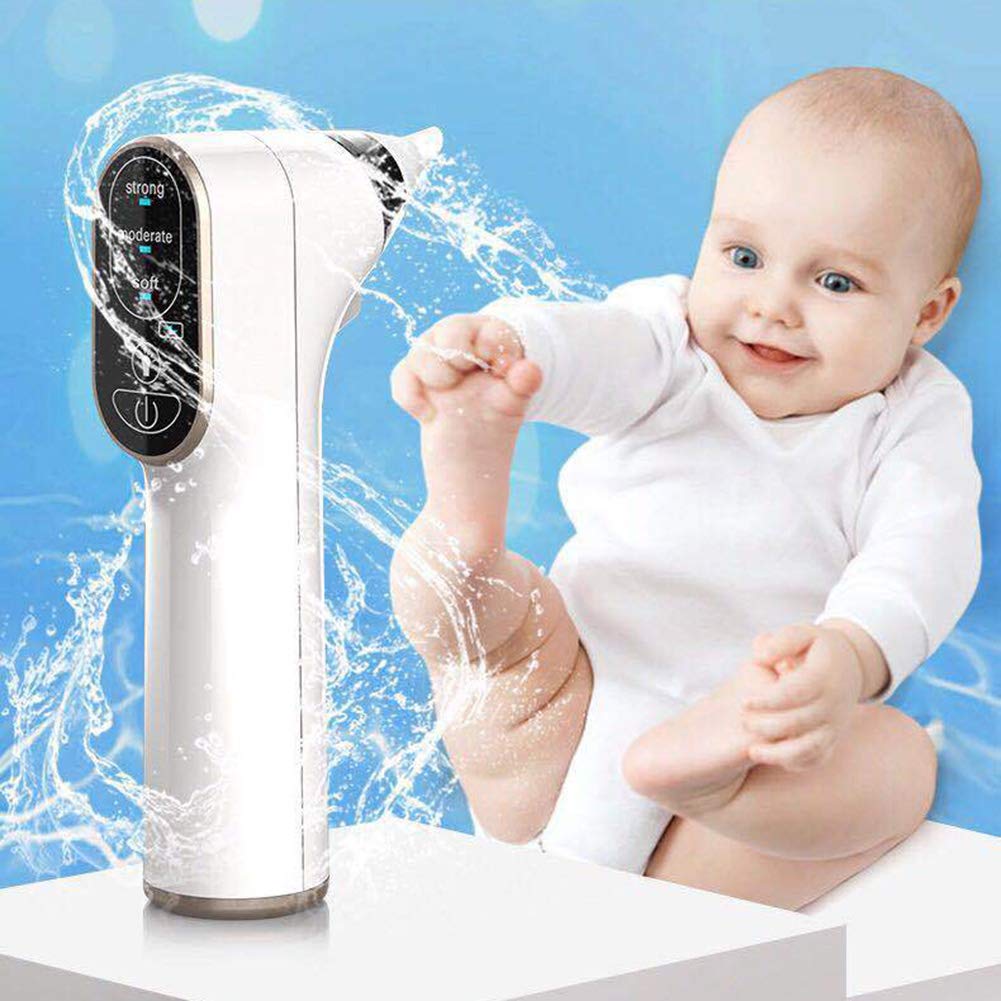 Wodoodporny aspirator do nosa dla niemowląt z 4 rozmiarami końcówek do nosa i 3 poziomami ssania, zasilany ładowaniem USB Booger Cleaner z diodami LED