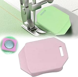 Jkapagzy ミシン用磁気シームガイド、2025ミシン多目的ツール 多角形強力磁気ゲージ、ミシン用マグネットヘムガイド、縫製アクセサリー用品(ピンク)
