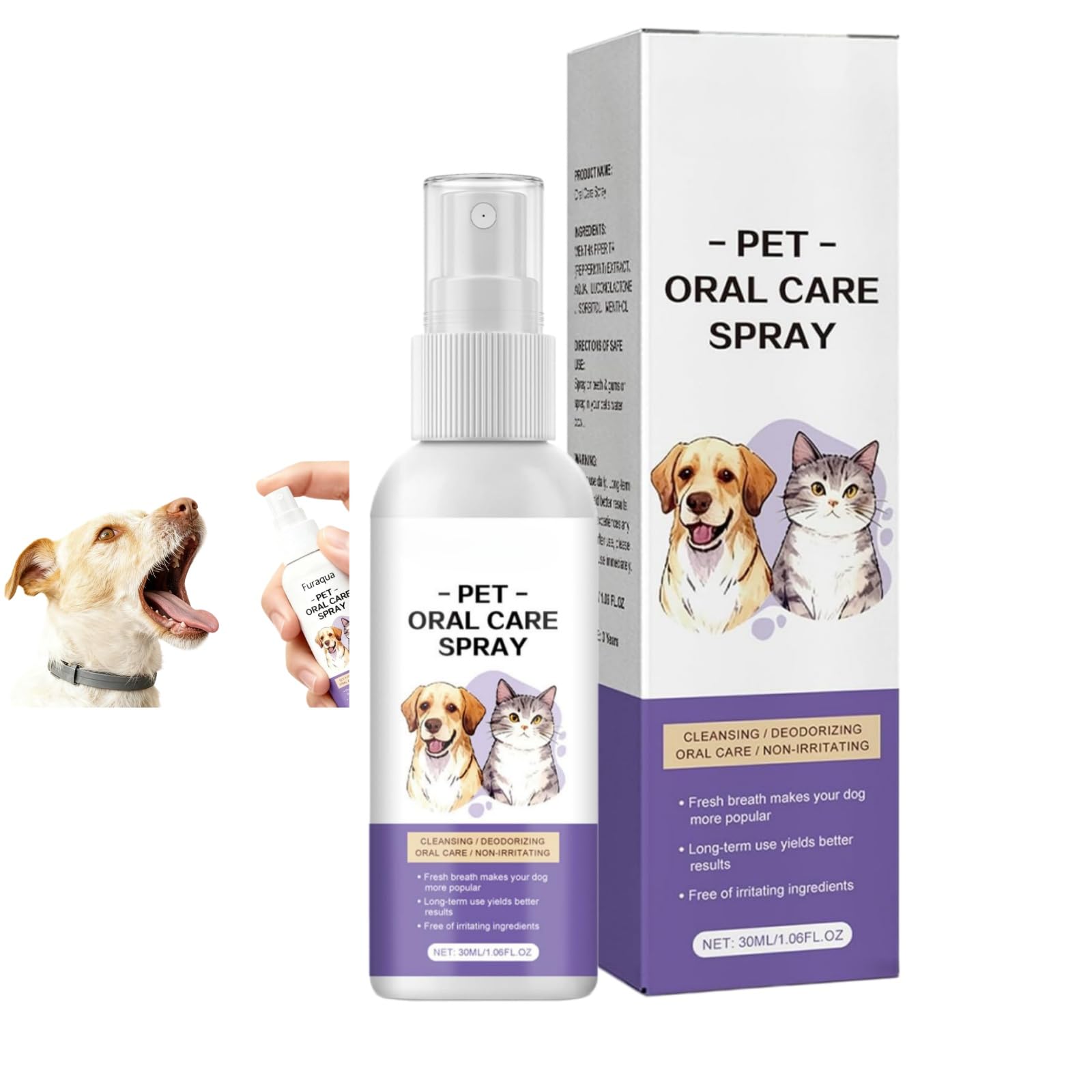 Dental Pet Spray by Furaqua,Dog Teeth Cleaner, Breath Spray,Gum Health Mouth Cat Kitten Puppy Small Medium Large Breed Orals Care Plaques Tartars Removal (1 pcs)