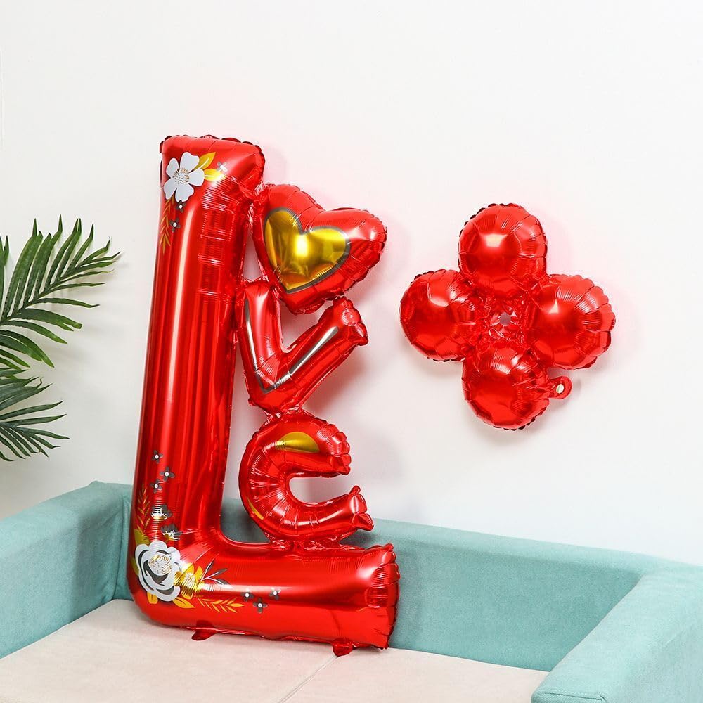 AMERTEER Love Balloons Letters, 44 Inch Huge Love Balloons Foil Set, Romantic Love Balloons Decorations for Couples Bedroom, Anniversary, Proposal, Wedding Party, Special Nights, Valentine's Day | Red