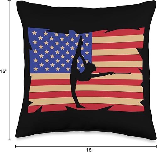 Miniatura 5 de Baton Twirling Twirler Majorettes Clothing Retro American Flag Baton Twirling Twirler Majorettes Throw Pillow 18x18 Multicolor