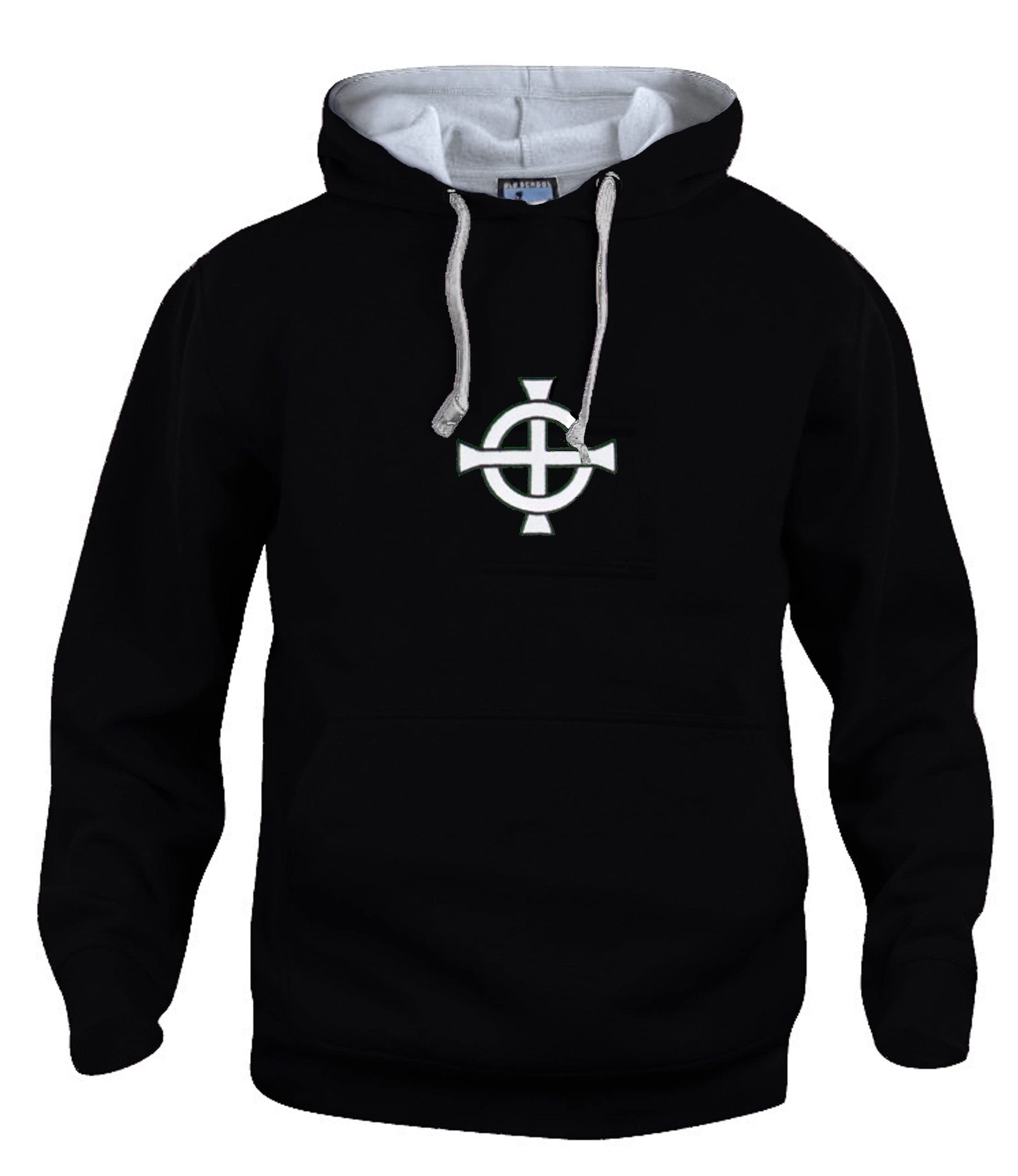 Northern Ireland 1970s Retro Football Hoodie Embroidered Logo Black