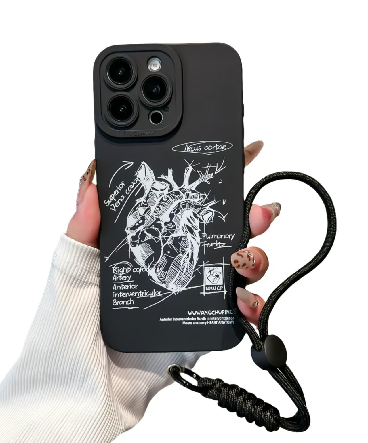 iPhone15 / black 【dress HEART 】 Black Minimalist Multi-Shape Heart iPhone 15 14 Tough Case