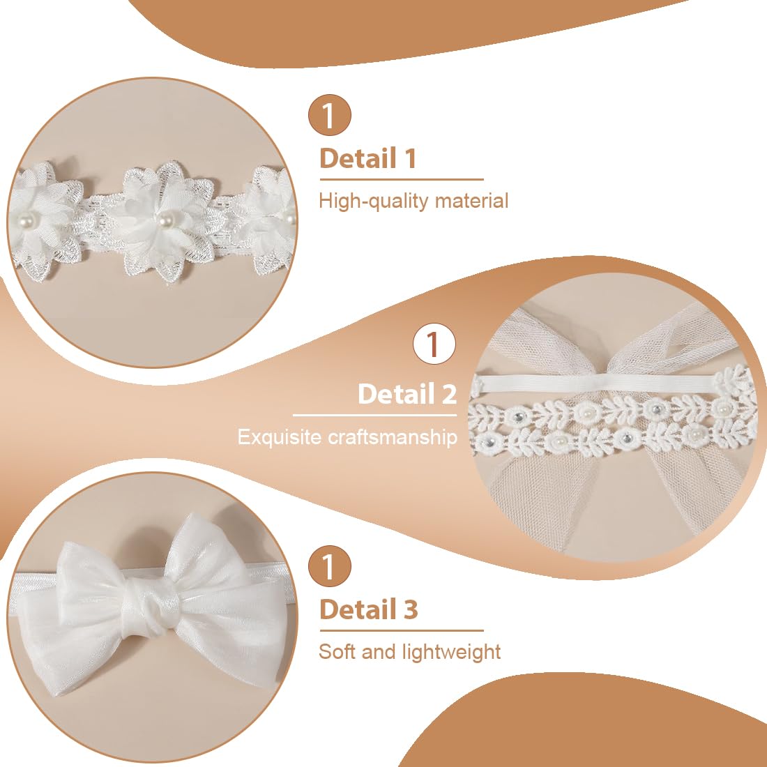 4 Pezzi fascia neonato, Fascia capelli neonata, Cerchietti bambina