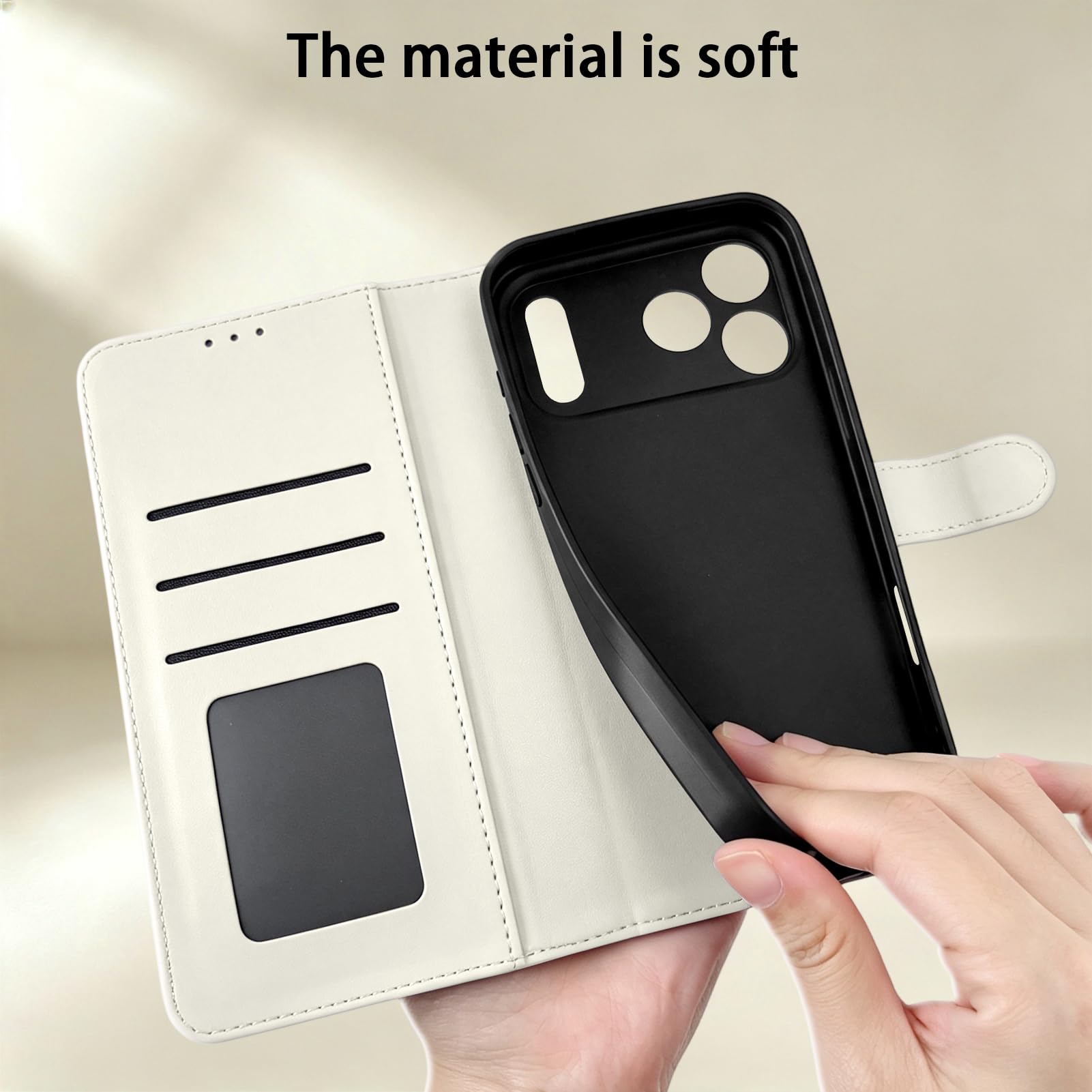 Custodia a portafoglio per iPhone 17 Pro Max, motivo floreale con 3