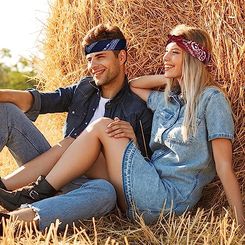 FEPITO 18pcs Paisley Bandanas Assorted Cowboy Bandanas Unisex Novelty Print Head Wrap Scarf Wristband for Adults and Kids (3 Colors)