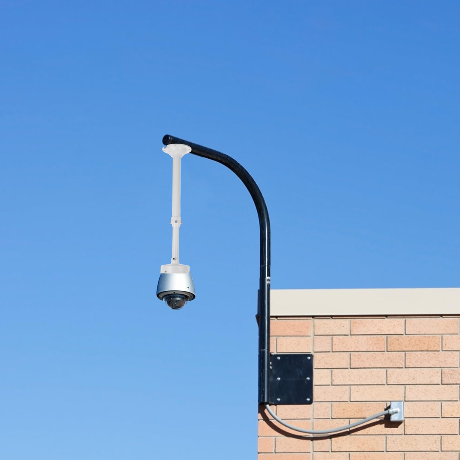 Support Mural pour Caméra Dôme de Sécurité Ajustable en Alliage D'aluminium Design Télescopique pour Installation CCTV Intérieure et Extérieure Blanc