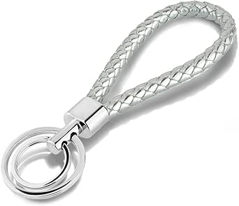 Portachiavi Aspetto Pelle Metallo Anello Intrecciata Nastro - Foto 2