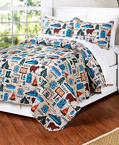 The Lakeside Collection Campsite Quilt Set with Retro Camping Print - 2-Pc. Twin