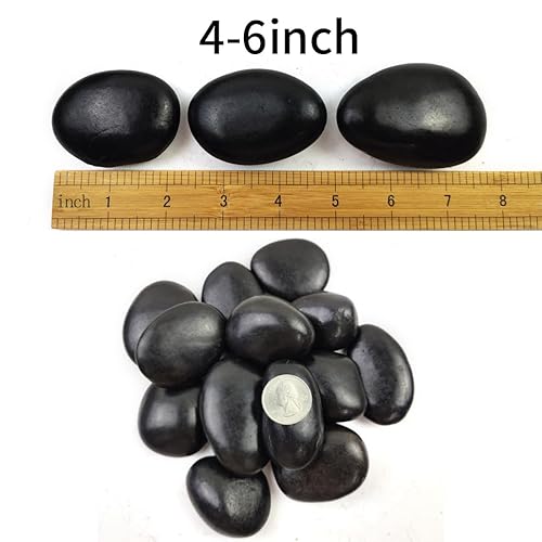 Miniatura 2 de SHIZWU Rocas de río negras pulidas guijarros decorativos pulidos de 2 a 3 pulgadas, 40 libras, piedras pulidas para paisajismo, rocas de río