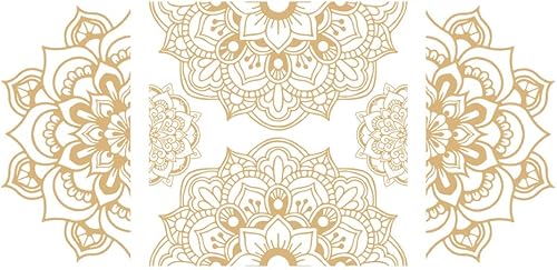 SUPERDANT Calcomanías de pared con diseño de mandala y flores, decoración de línea de borde, arte de PVC, calcomanías de pared extraíbles y murales,