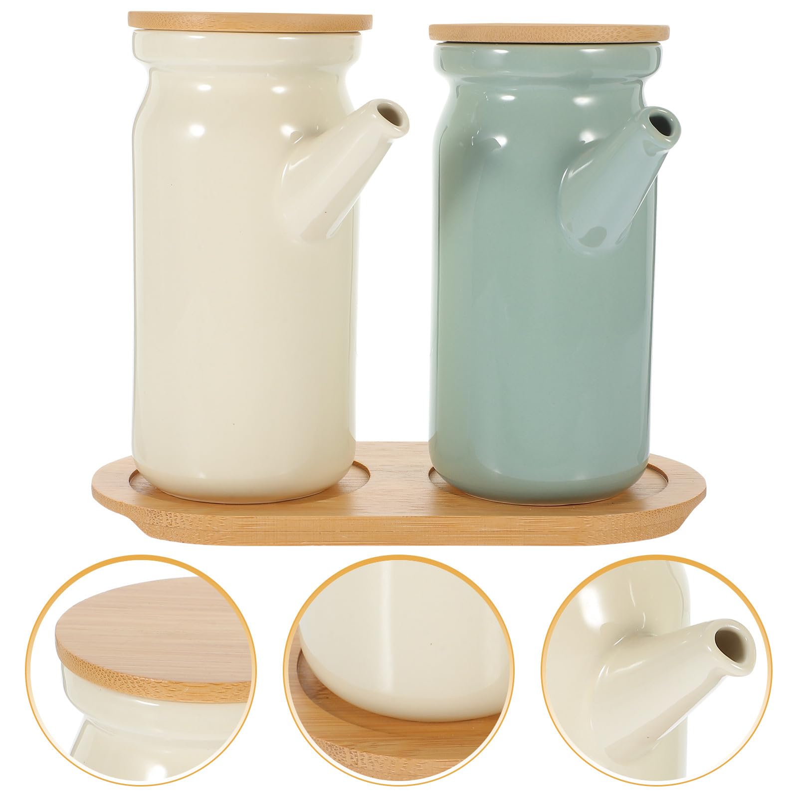 Angoily Set di Barattoli per Spezie da Cucina in Porcellana Bianca con Base Compatta e Coperchi Individuali, Contenitori per Condimenti e Oli per Domestico e Buffet
