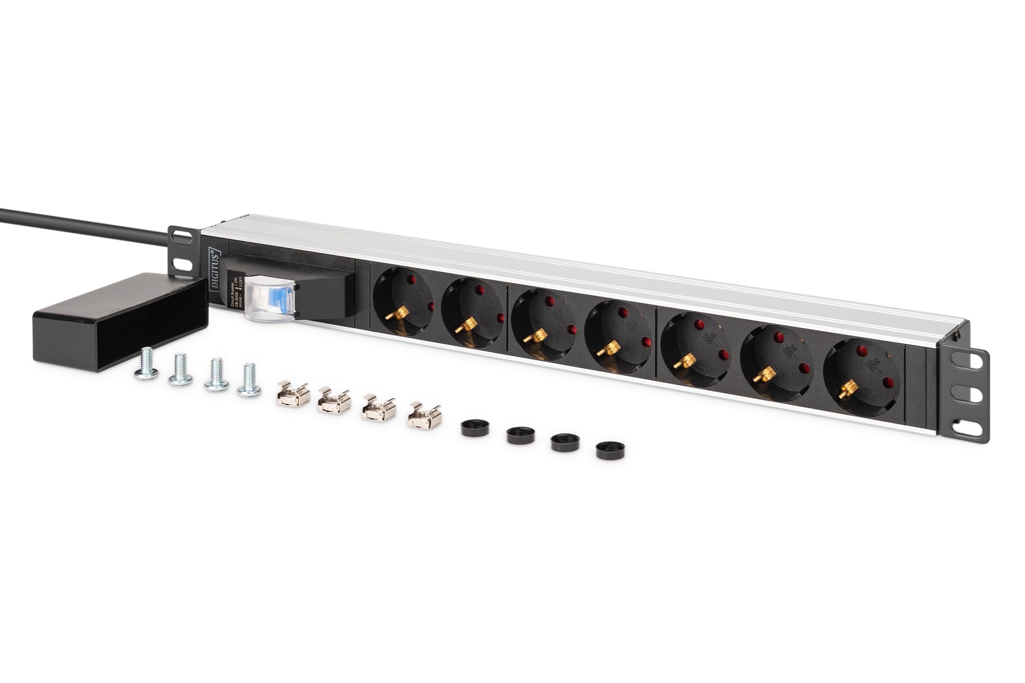 DIGITUS DN-95439 Presa multipla 19" 7 prese 1U Interruttore automatico 250 V CA 16 A 4000 W