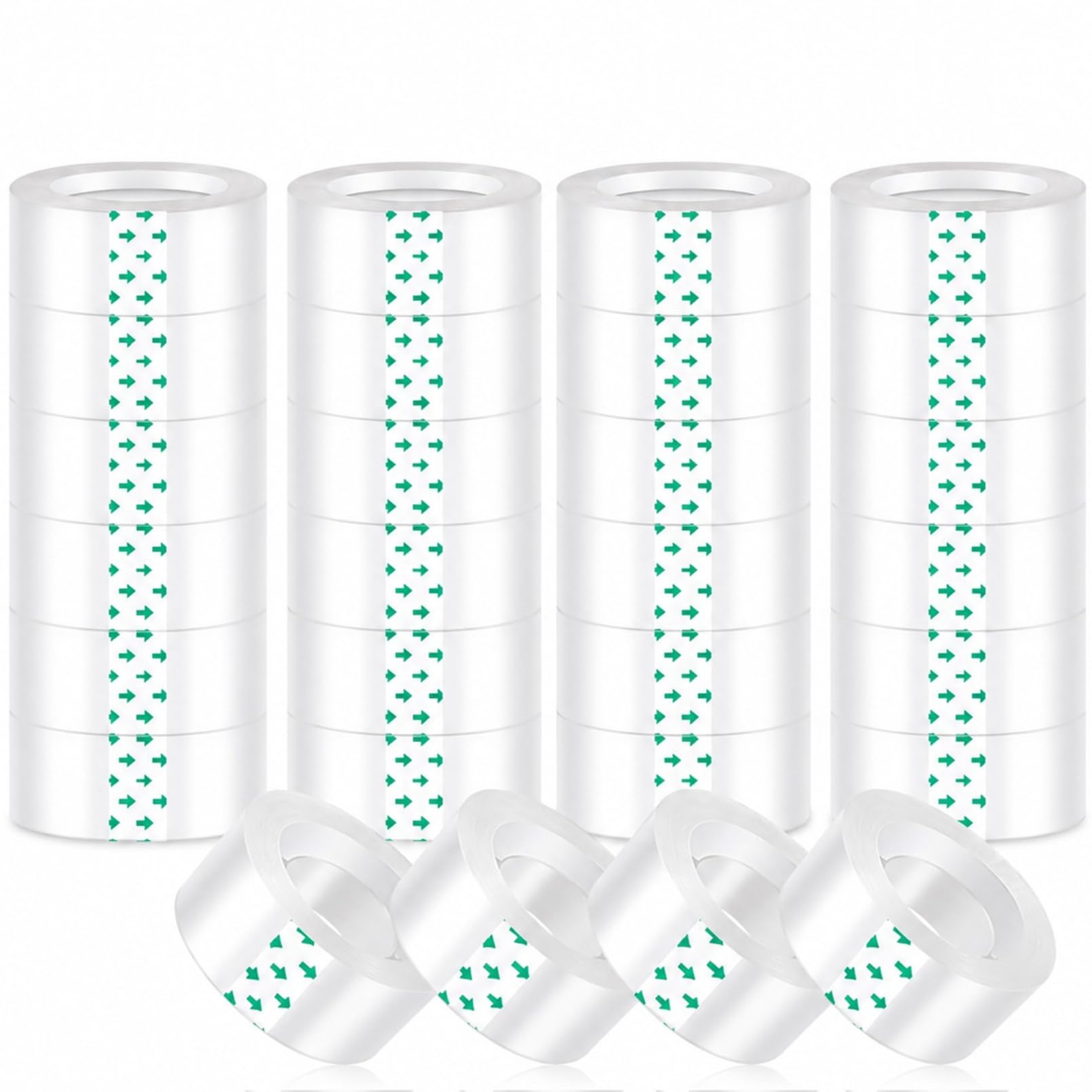 Preocea 24 Rolls Clear Adhesive Tapes, Transparent Tape Refills for Dispenser, 1 inch Wide,