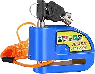 LMYDIDO Brake Disc Lock Motorcycle with 110 dB Alarm, Waterproof Portable Motorcycle Lock Bicycle Lock with Alarm System with 1.5 m Reminder Cable, for Motorcycle Bicycle Brake Disc (Blue)