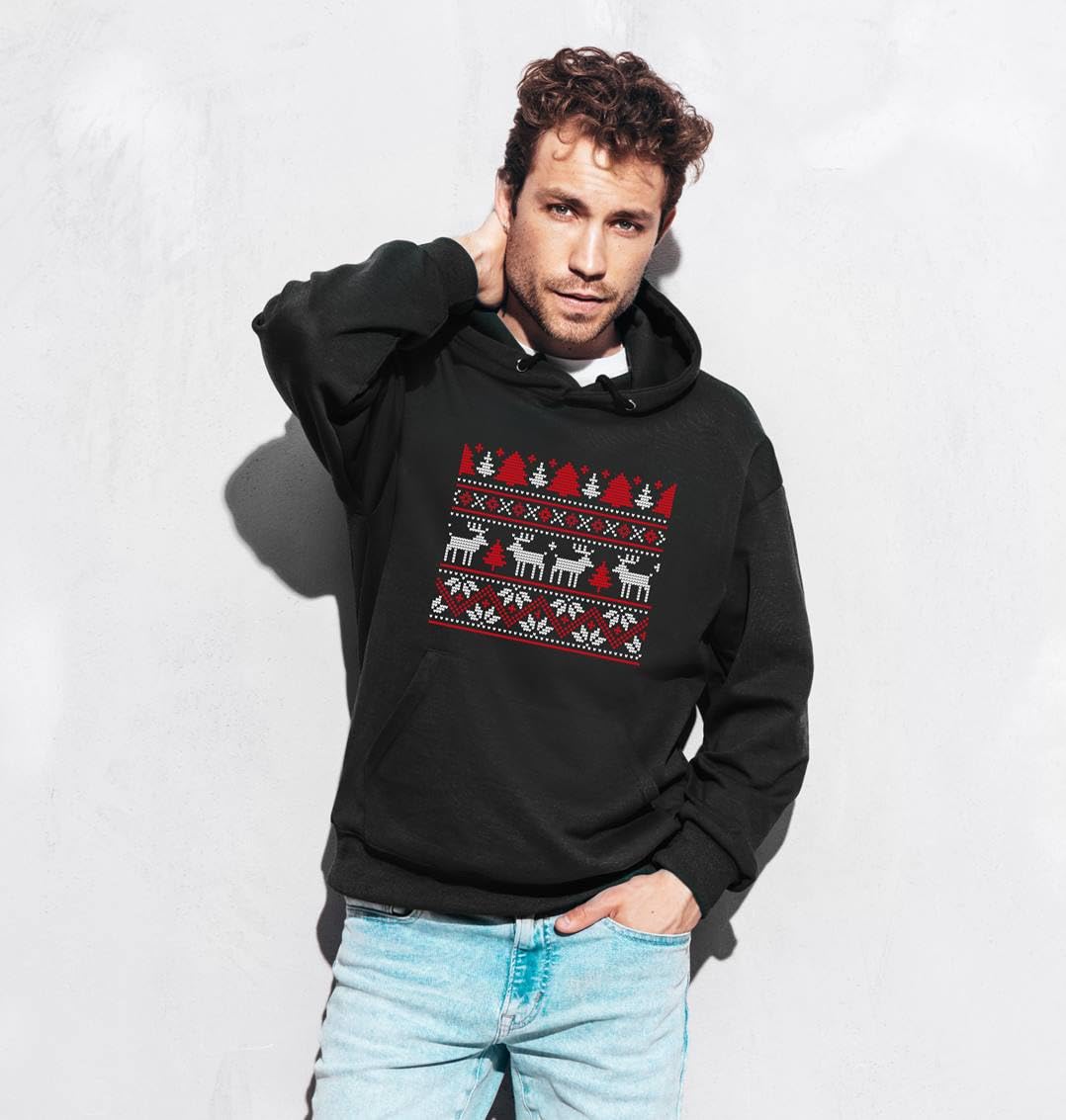 Tassenbrennerei Hoodie - Weihnachtspullover mit Strick-Optik - Elch, Renntier Pullover Weihnachtsmotiv - Nikolaus, Weihnachten - Herren & Damen