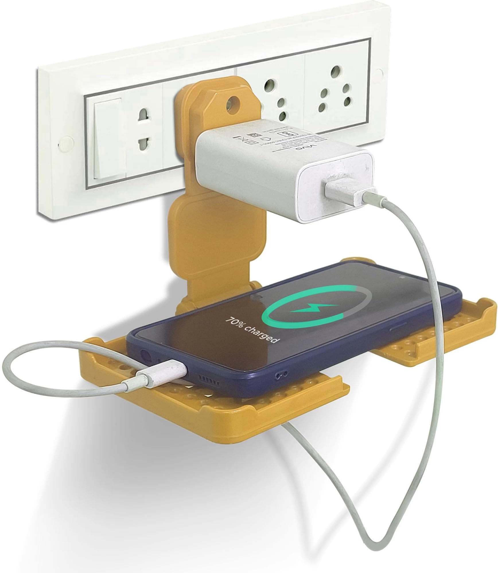 MAGIC PLUS Mobile Charging Holder - Gadgets for Home, Room Accessories Amazing and Cool, Unique Electronics Gadget for Phone Charger Stand Wall Mount, Pack of 1 (Yellow) (B0D3VCQPDT) Amazon Price History, Amazon Price Tracker