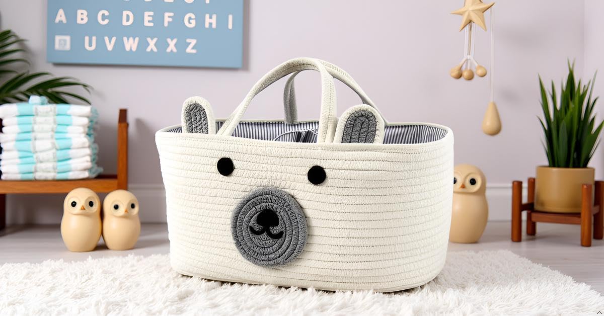 Organizador de pañales para bebé, cesta de regalo bebé, canastilla, cestas bebé, canastilla bebé recién nacido, regalo bebé, pañales bebé recién nacido, cesta regalo (BLANCO)