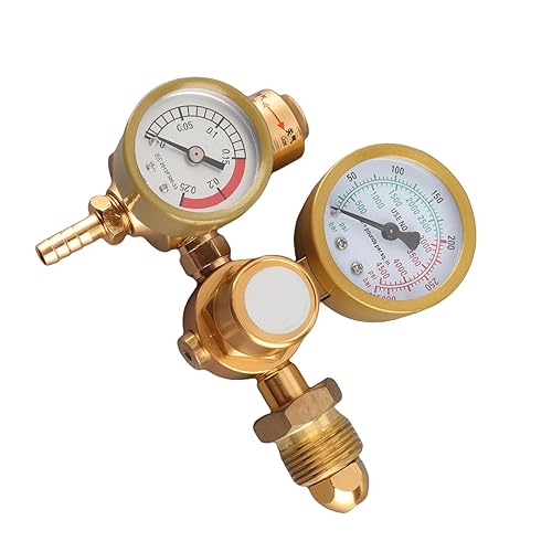 Miniatura 9 de Regulador de soldadura de gas Caudalímetro de CO2 de argón para soldadura MIG TIG Válvula de presión de cilindro 4500psi Salida de 1/4 in