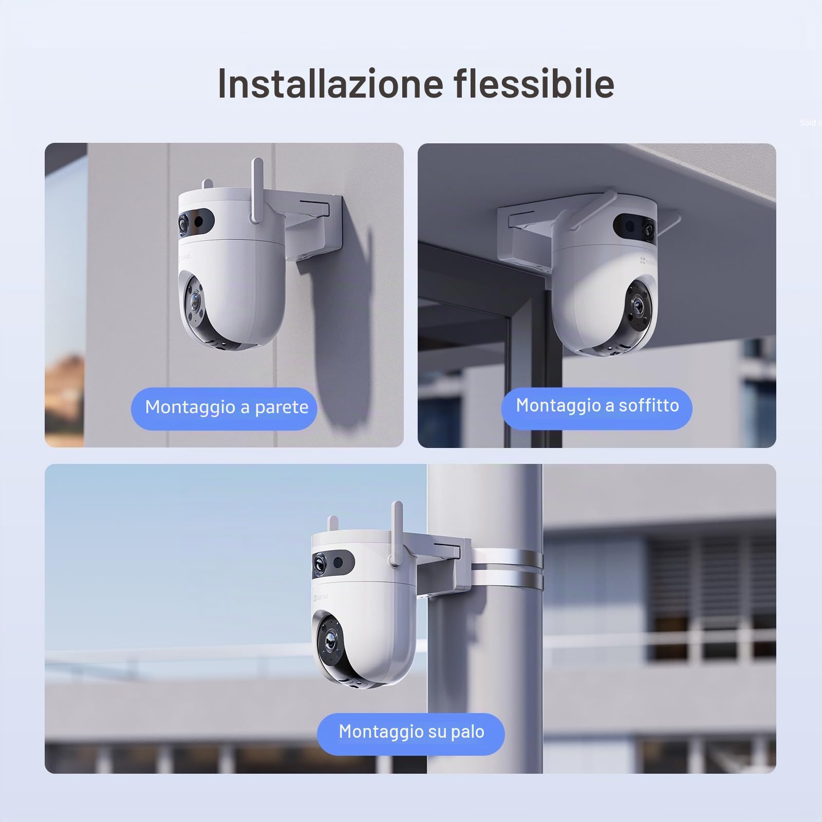 EZVIZ H9C 3K+3K Telecamera di Sorveglianza WiFi Esterna a Doppio Obiettivo, 360° PTZ, Tracciamento Automatico, Rilevamento di Forma Umana/Veicolo, Difesa Attiva, Visione Notturna a Colori 40M, Audio