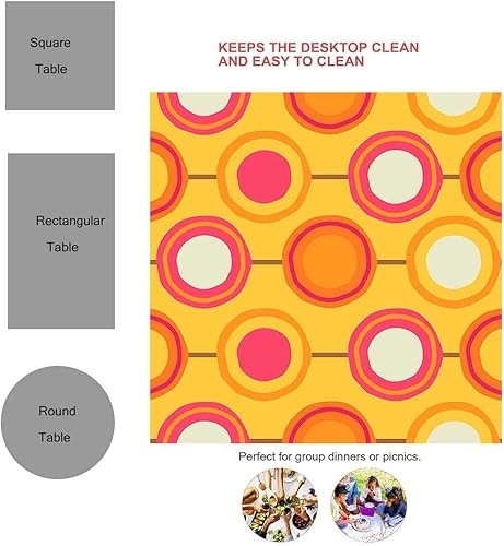 Miniatura 3 de Retro 60S 70S Design Manteles para mesa de 6 Sillas - Decoración de mesa de picnic pequeña de 54 x 72 pulgadas