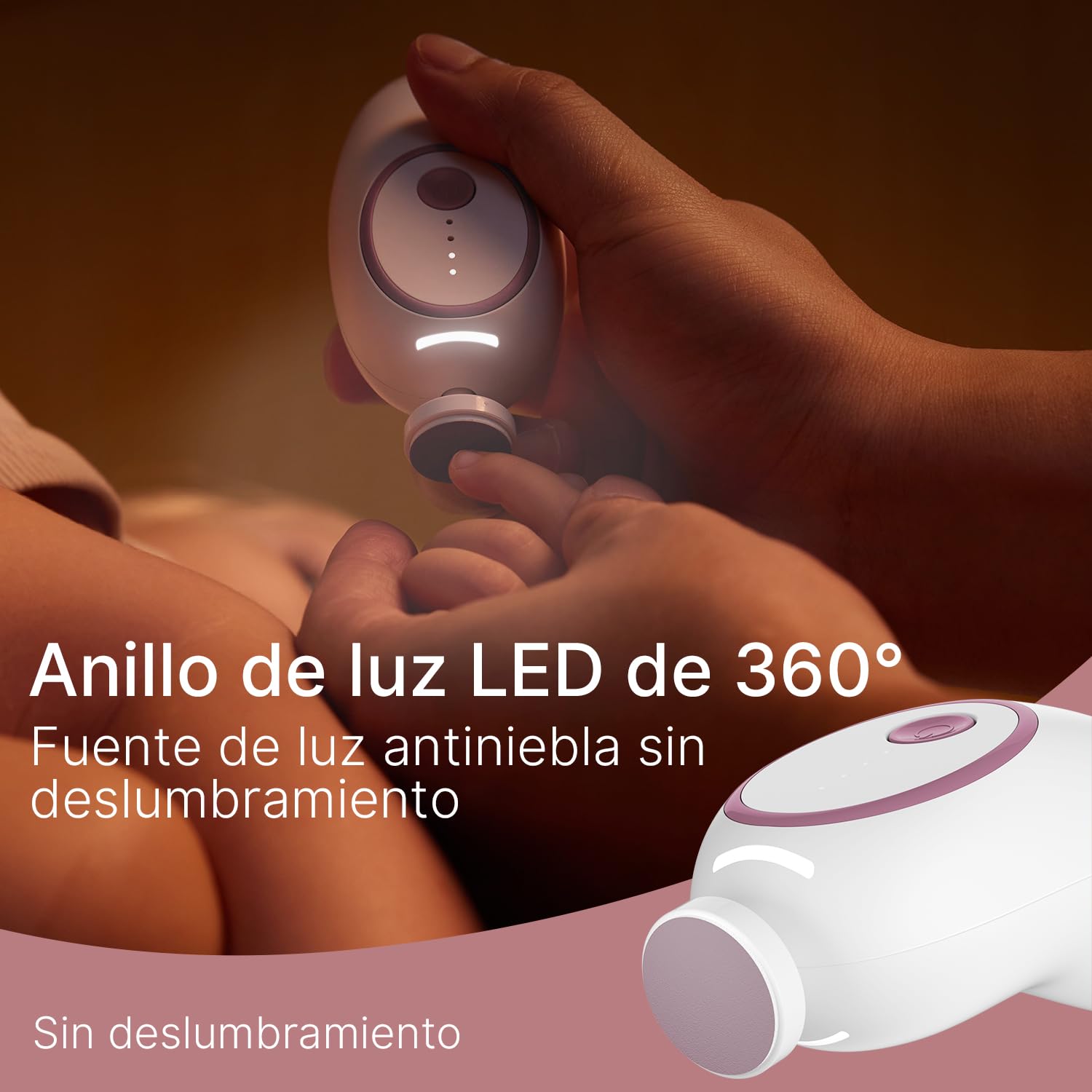 Momcozy NC02 Cortauñas Eléctrico para Bebés con 7 Cabezales de Pulido de Repuesto, WN03 Ruido Blanco Bebe con 20 Sonidos Relajantes y y Luz Táctil