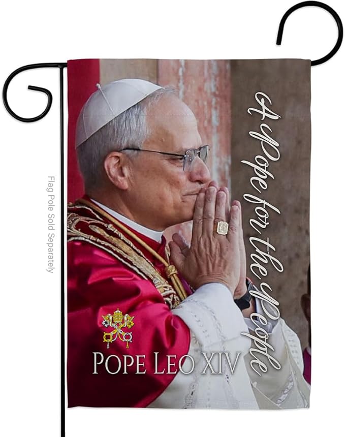 Pope Leo XIV Flag Ceremony Vatican Memorabilia Bishop of Rome Tapestry Catholic Wall Art Canvas Poster Grave Decorations Yard Sign American Papal Door Textile Home Room Decor Roman Religious Gifts