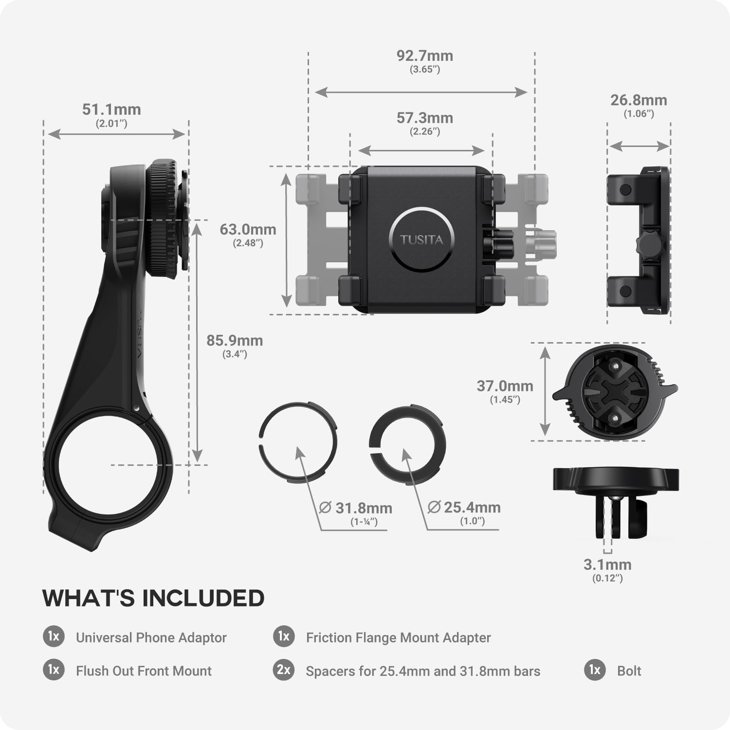 TUSITA Zestaw Uchwyt na Telefon Rowerowy - Twist Lock Uchwyt na Telefon na Kierownicę i Uniwersalny Adapter Zacisku