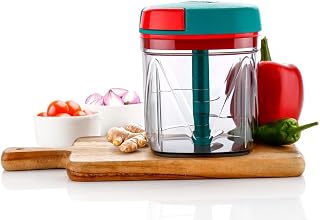 JKCREENT Handy Vegetable Chopper, 5 Stainless Steel Blades,Pull Chopper for Onion, Fruits, Dry Fruits, Salad, Nuts, Kitche Price In India