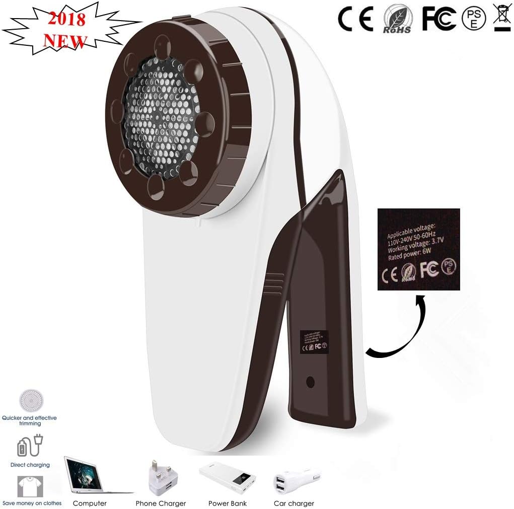Electric Lint Fuzz Remover Fabric Pill Shaver Adjustable for Fluff Clothe Sweater and Furniture.Use with Rechargeable Batteries or Power Adapter,Effectively Quickly Portable
