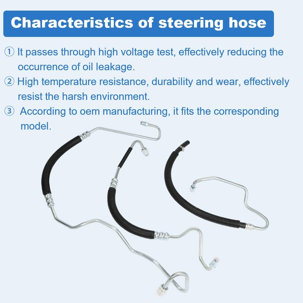 Power Steering Pressure Hose Kit Compatible with GMC Sierra 2500 3500 2001-2006, Compatible with Chevy Silverado 2500 3500 2001-2006, Replacement for 358980, 365453, 3401941, 3 Pcs