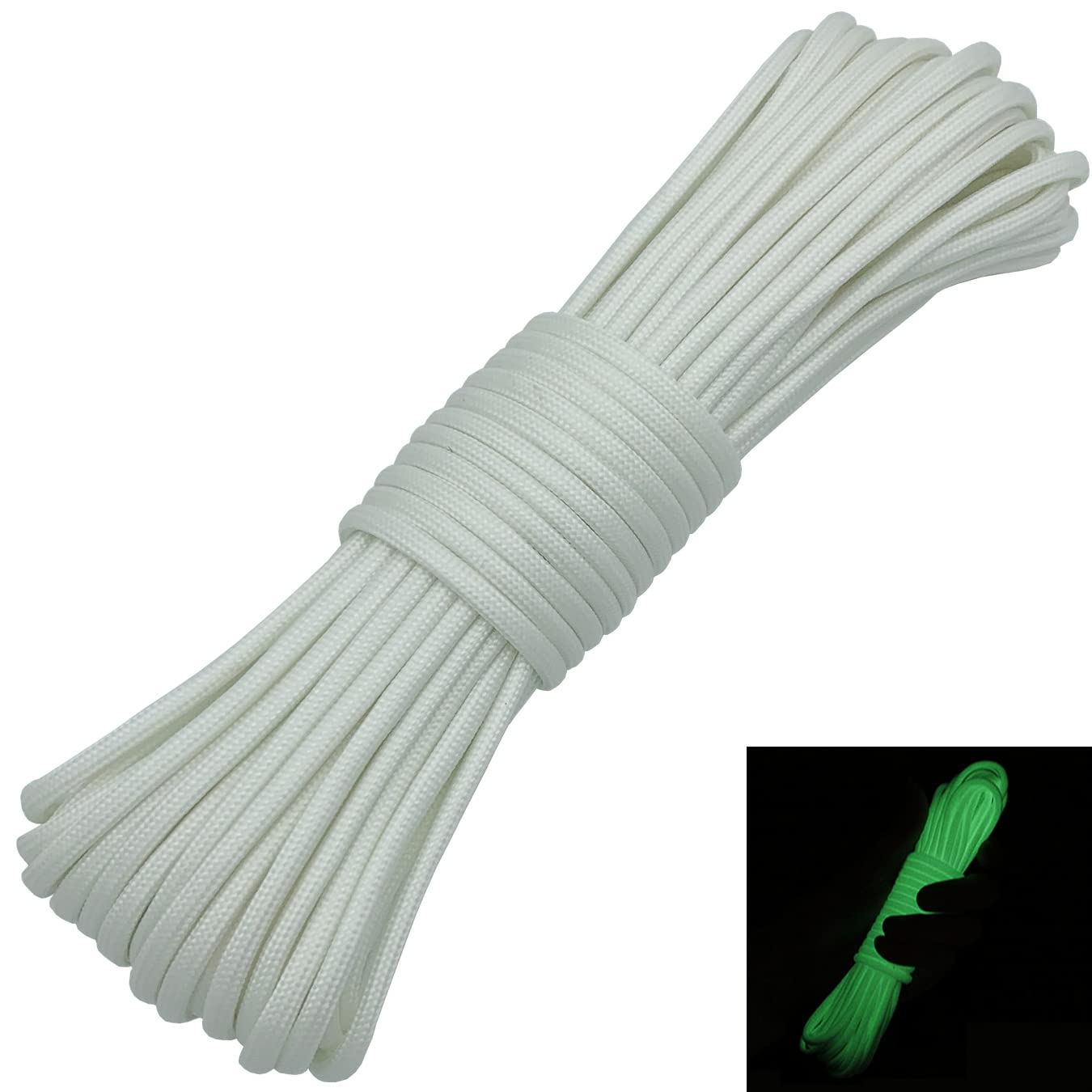aufodara Paracord 4 mm Cords 49 ft Luminous Glow in The Dark Ropes Paracord Parachute Cord 9 Core Strands DIY Handmade Weave for Bracelet Key Chain Pendant Tent Rope (15 Metres - Image 3