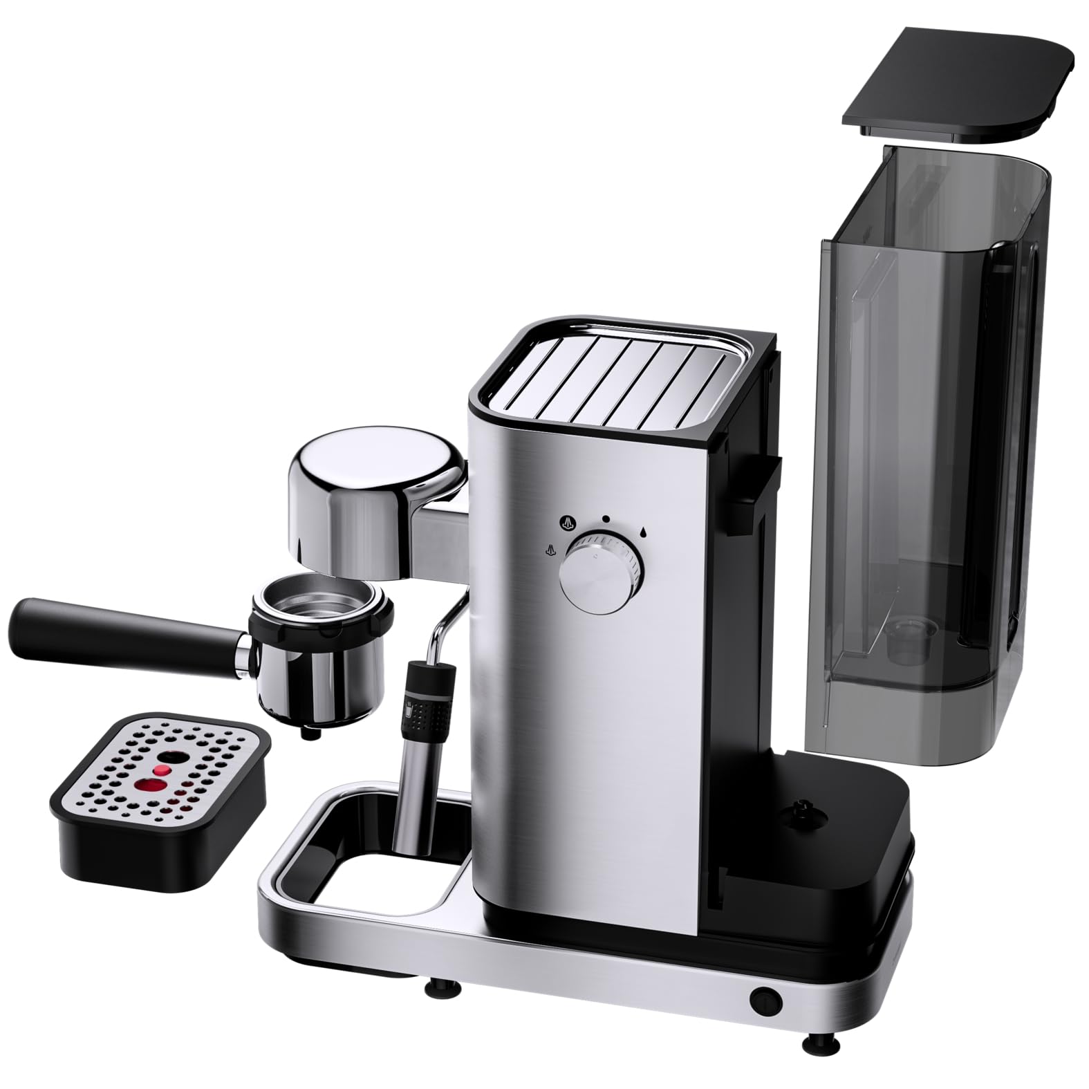 WMF Lumero Siebträgermaschine Espressomaschine Edelstahl 15 bar Thermoblock Milchaufschäumdüse 2 Tassen LED