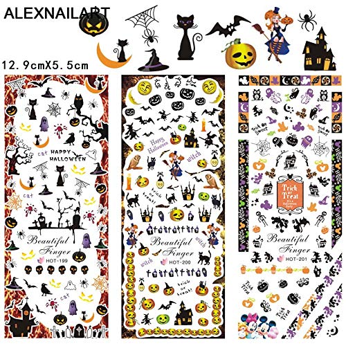 Alexnailart Halloween Nagelaufkleber Wasser transfer Abziehbilder Nail Art Zubehör Maniküre Dekoration Werkzeug 4 Stück – Bild 4