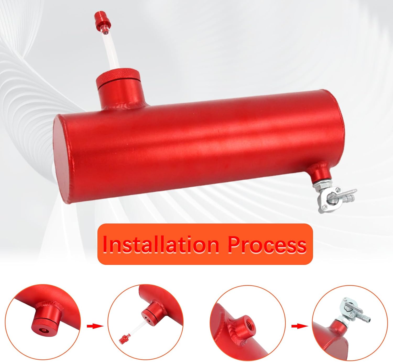 3x10 Go Kart and Mini Bike Gas Tank Cylinder with Clamp Compatible for Coleman Powersports CT200U BT200X CT200u-ex and Predator 212cc 196cc/6.5HP Red