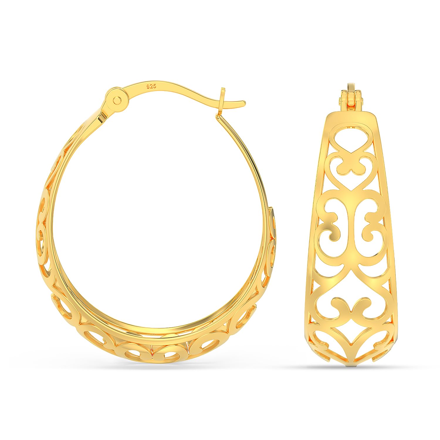 LeCalla 925 Sterling Silver Gold Plated Small Oval Mesh Filigree Heart Click-Top Hoop Earrings for Women and Girls (B0CQCGS2Z5) Amazon Price History, Amazon Price Tracker