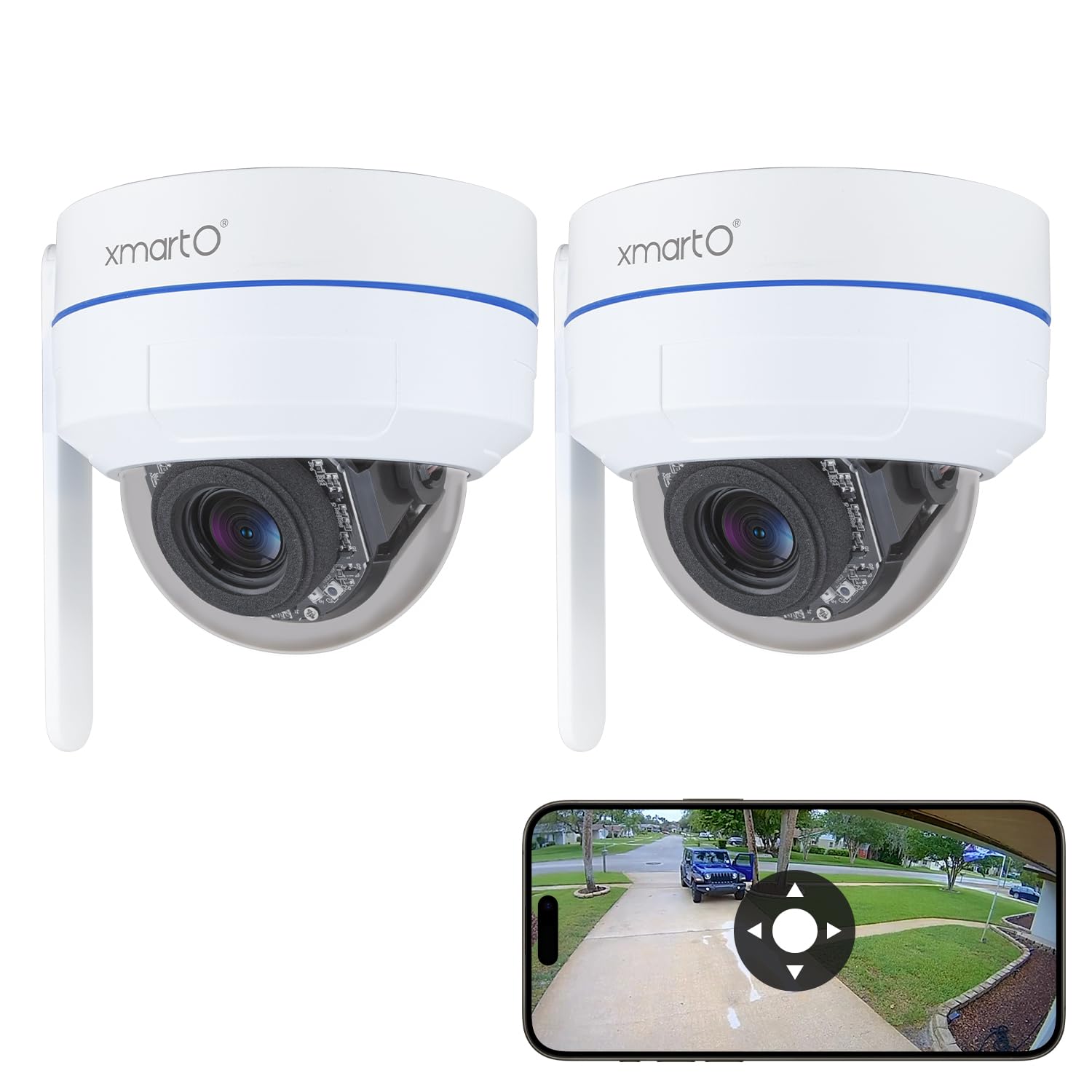 xmartO [2-Pack AI Tracking Dome CAM 2K HD Metal Dome PTZ Wireless Security Camera with Automatic Tracking, 2-Way Audio and Night Vision (Standalone WiFi Camera, DPM3034-Q2)