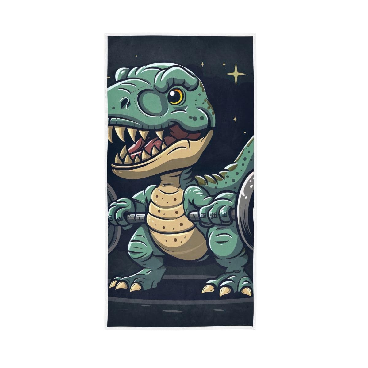 LSRCPD Cartoon Dino Lifting Weights Hand Towels, 15 x 30 Inches, Soft Highly Absorbent Towels for Bathroom Gym Shower